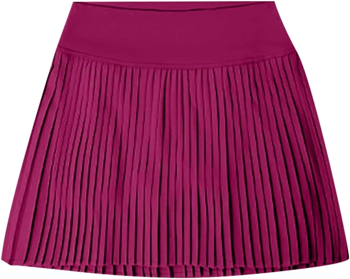 2 in 1 Tennis Skorts for Women Pleated Athletic Skirts with Shorts Pockets High Waist Running Workout Golf Skirt