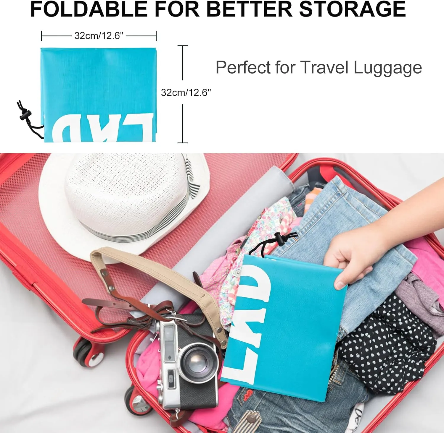 2 Pack XL Travel Laundry Bag, Machine Washable Dirty Clothes Organizer, Large Enough to Hold 4 Loads of Laundry, Easy Fit a Laundry Hamper or Basket (Blue   Black, 24" x 36")
