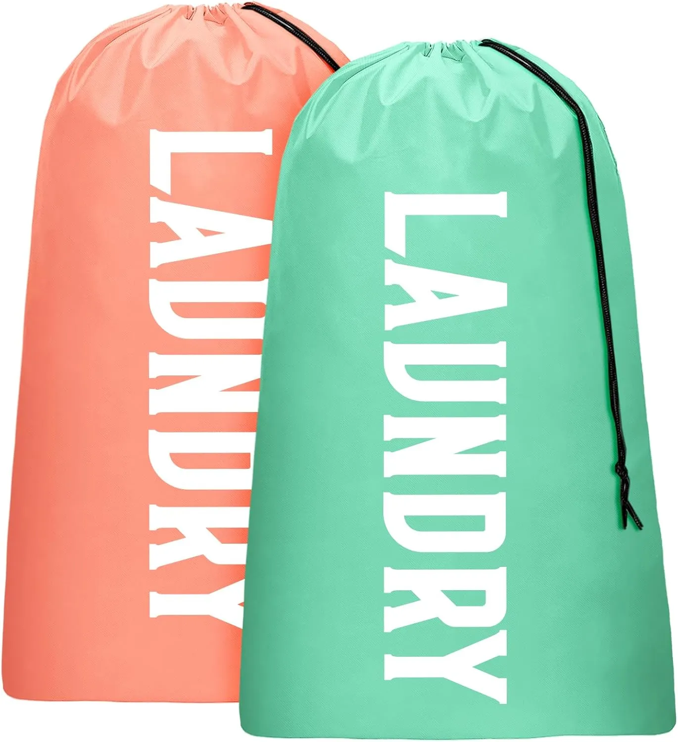 2 Pack XL Travel Laundry Bag, Machine Washable Dirty Clothes Organizer, Large Enough to Hold 4 Loads of Laundry, Easy Fit a Laundry Hamper or Basket (Light Pink   Light Blue)