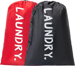 2 Pack XL Travel Laundry Bag, Machine Washable Dirty Clothes Organizer with Drawstring,Large Enough to Hold 4 Loads of Laundry, Easy Fit a Laundry Hamper or Basket Travel Essentials 24" x 36"