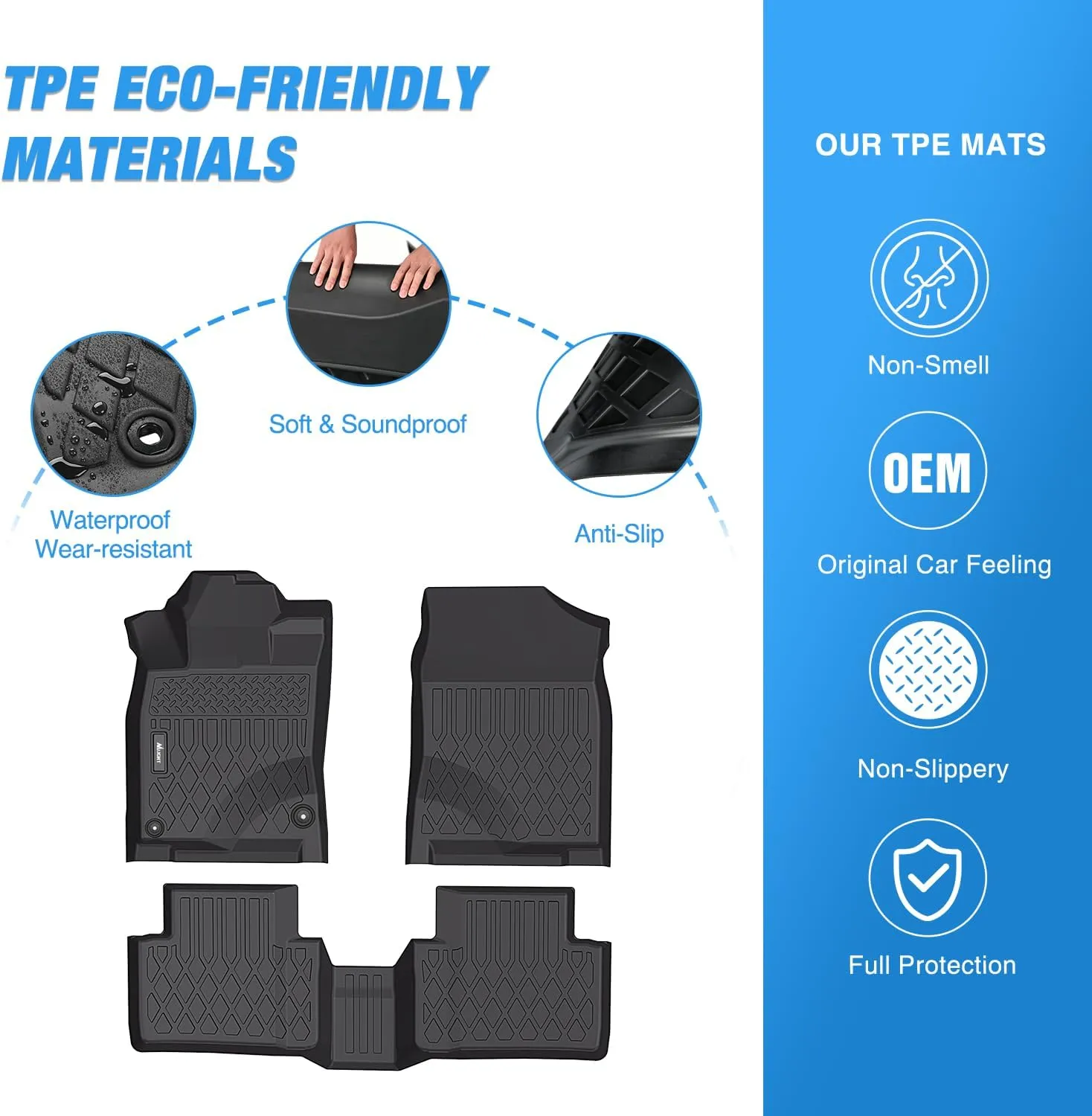 2016-2021 Honda Civic Coupe/Sedan/Type R 2017-2021 Civic Hatchback TPE Floor Mats
