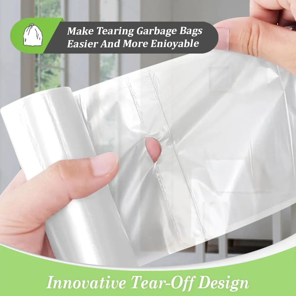 4 Gallon 330 Counts Strong Trash Bags Garbage Bags by Teivio, Bathroom Trash Can Bin Liners, Small Plastic Bags for home office kitchen (Clear)
