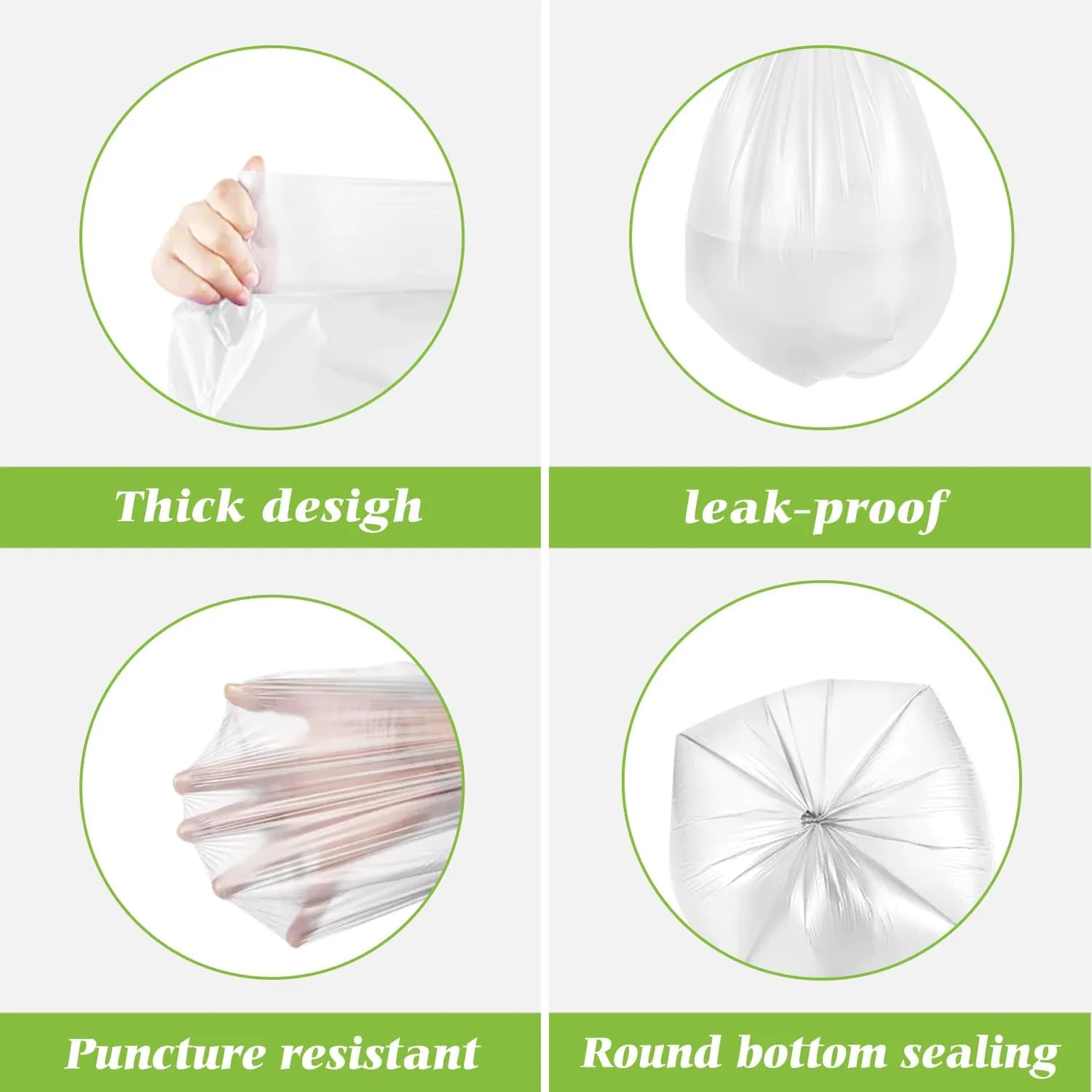 4 Gallon 330 Counts Strong Trash Bags Garbage Bags by Teivio, Bathroom Trash Can Bin Liners, Small Plastic Bags for home office kitchen (Clear)