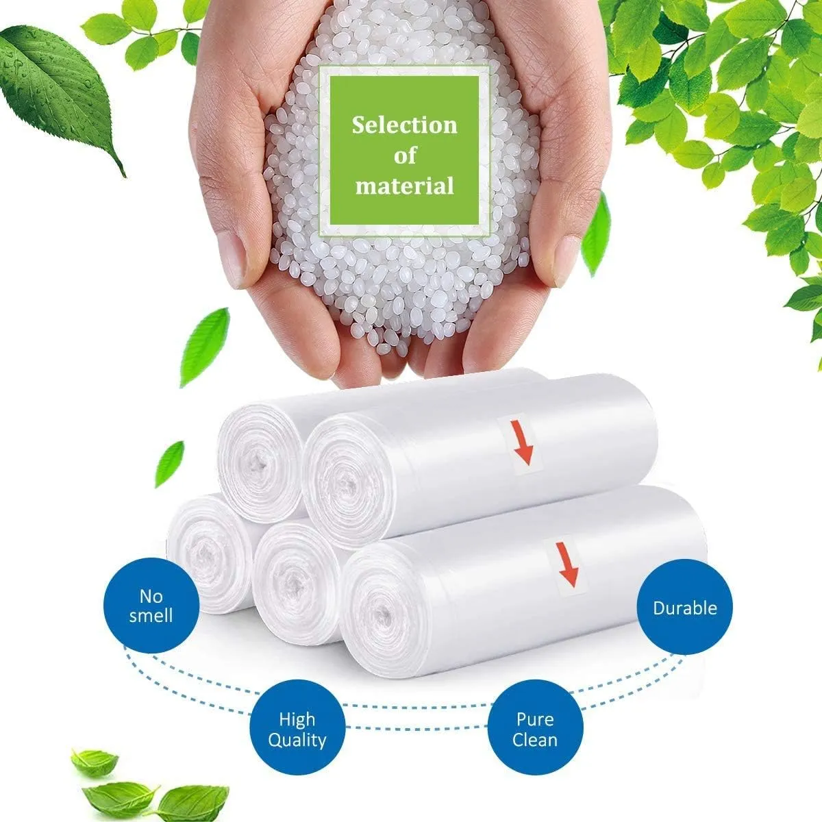 6 Gallon 330 Counts Strong Trash Bags Garbage Bags by Teivio, Bathroom Trash Can Bin Liners, Plastic Bags for home office kitchen, Clear
