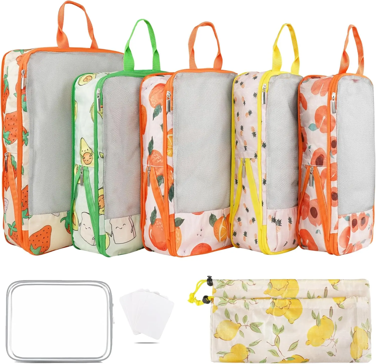 7 Pcs Compression Packing Cubes Travel for Suitcases, Luggage Organizer Washable Storage Bags Set for Backpack Travel- Packaging Cubes for Carry-Ons and Storage