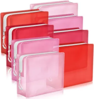 8 Pack TSA Approved Travel Toiletry Bags Frosted Translucent Leak-proof Cosmetic Makeup Bags for Women Men Travel Organizer Airport Security(Red,6.7 x 5.5 x 1.8 Inch)