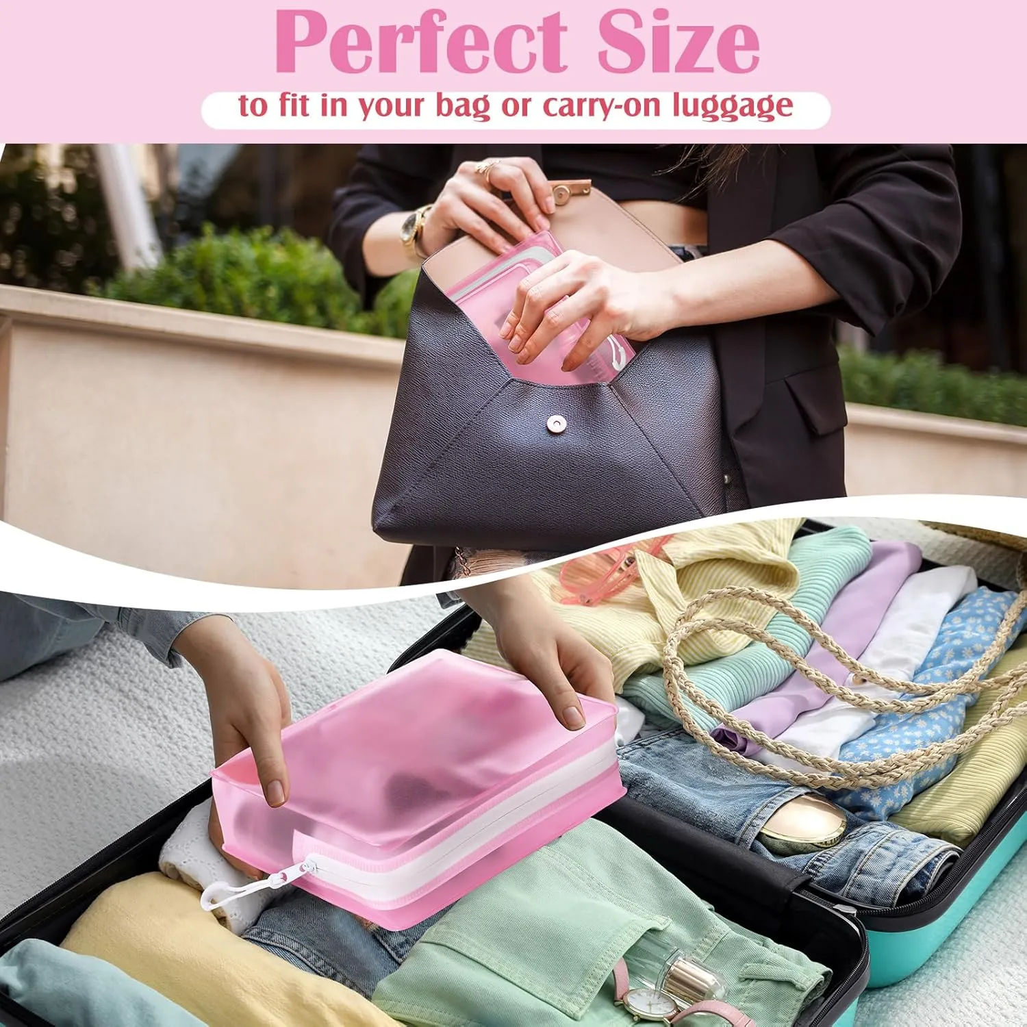 8 Pack TSA Approved Travel Toiletry Bags Frosted Translucent Leak-proof Cosmetic Makeup Bags for Women Men Travel Organizer Airport Security(Red,6.7 x 5.5 x 1.8 Inch)