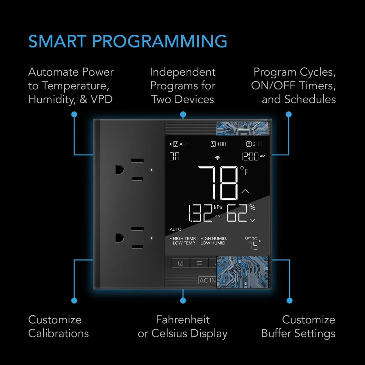 AC Infinity BLUETOOTH/WIFI Smart Outlet Controller 75 PRO