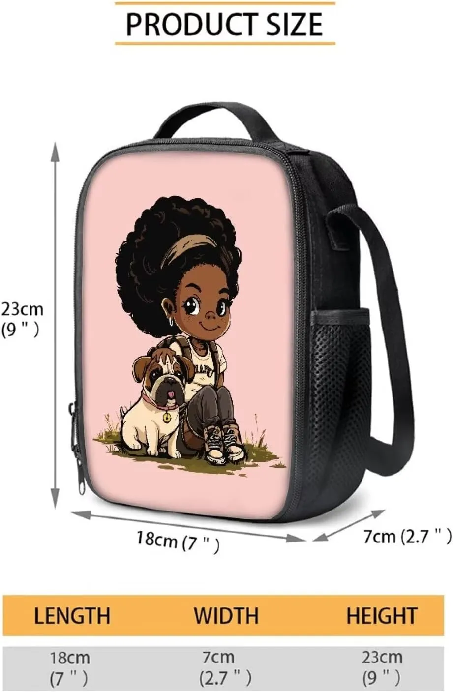 African Girl Backpack 3 Piece Backpack Set for Teen Girls School Bookbag with Lunch Bag and School Pencil Box Large Capacity Pencil Case With Supplies Insulated Lunch Bag