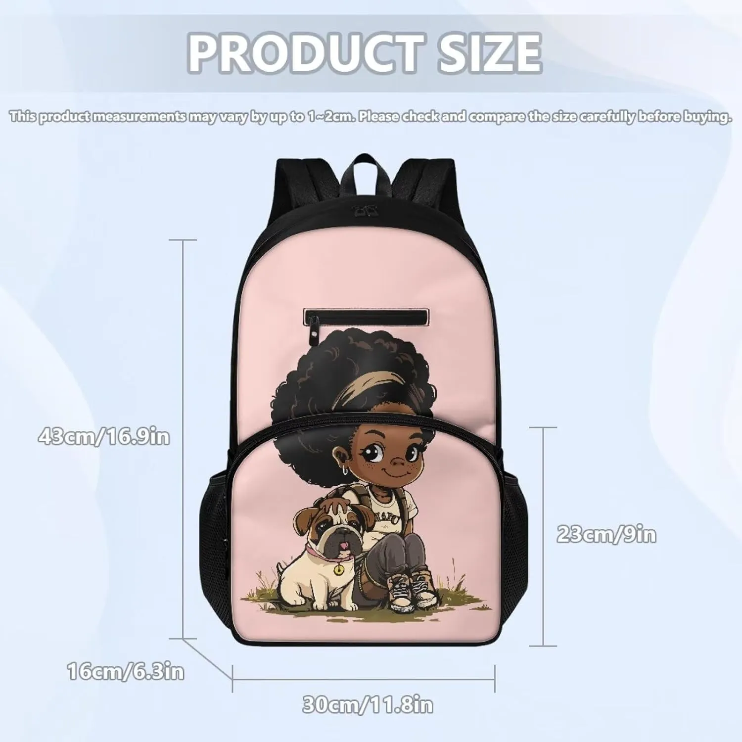 African Girl Backpack 3 Piece Backpack Set for Teen Girls School Bookbag with Lunch Bag and School Pencil Box Large Capacity Pencil Case With Supplies Insulated Lunch Bag