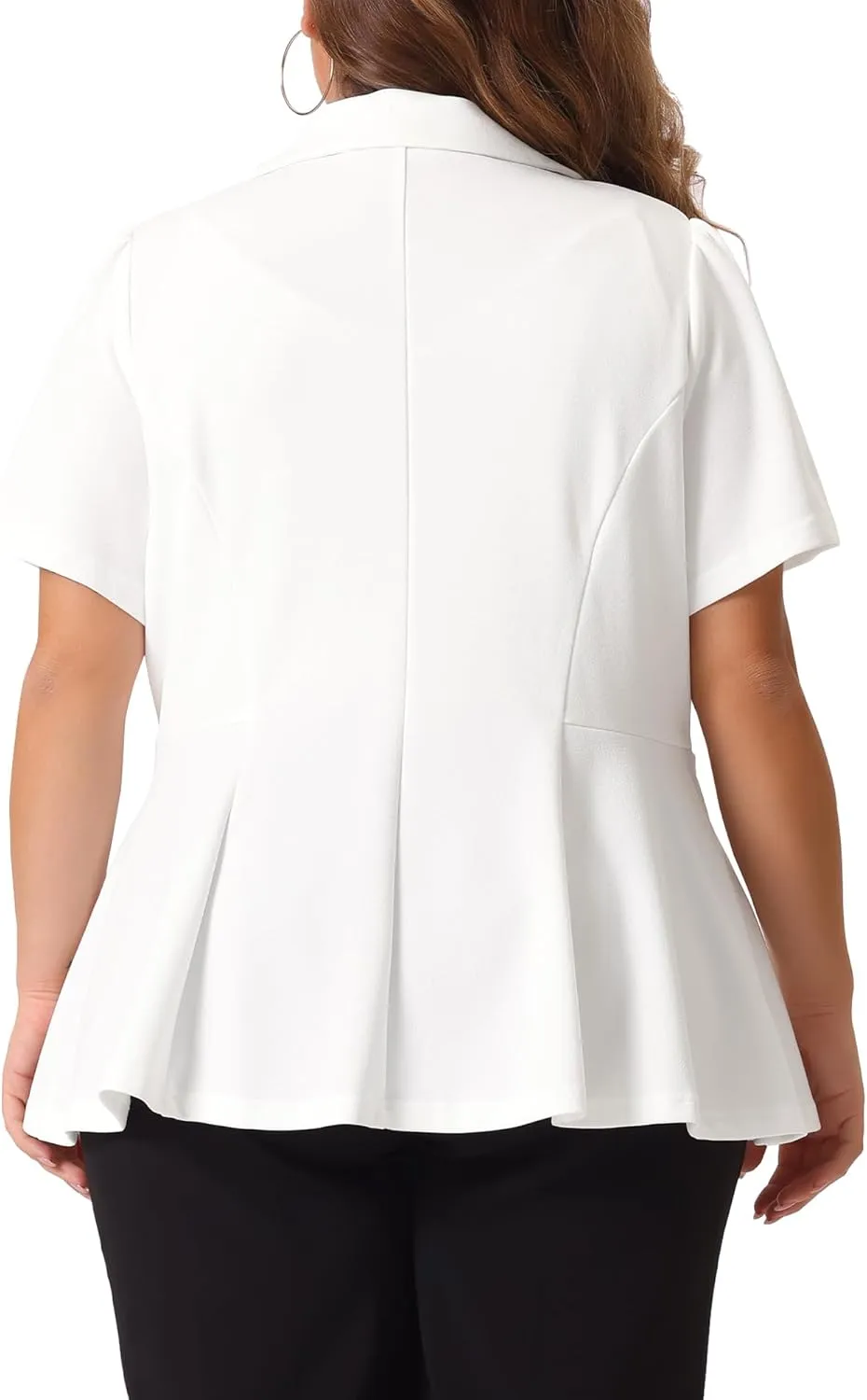 Agnes Orinda Plus Size Blazer for Women Short Sleeve Office Work Button Jacket Business Suit Blazers