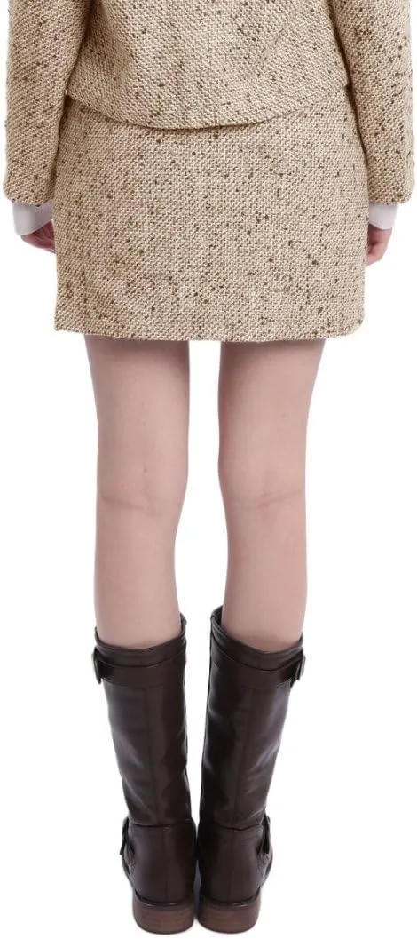 Amazhiyu Women's Wool Tweed High Waist Mini Pencil Skirts with Side Split Winter