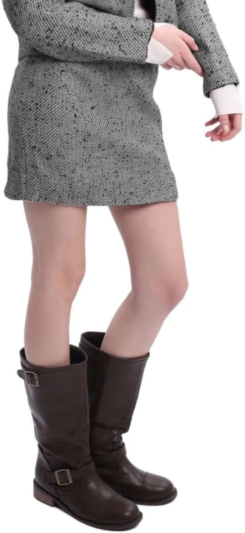 Amazhiyu Women's Wool Tweed High Waist Mini Pencil Skirts with Side Split Winter