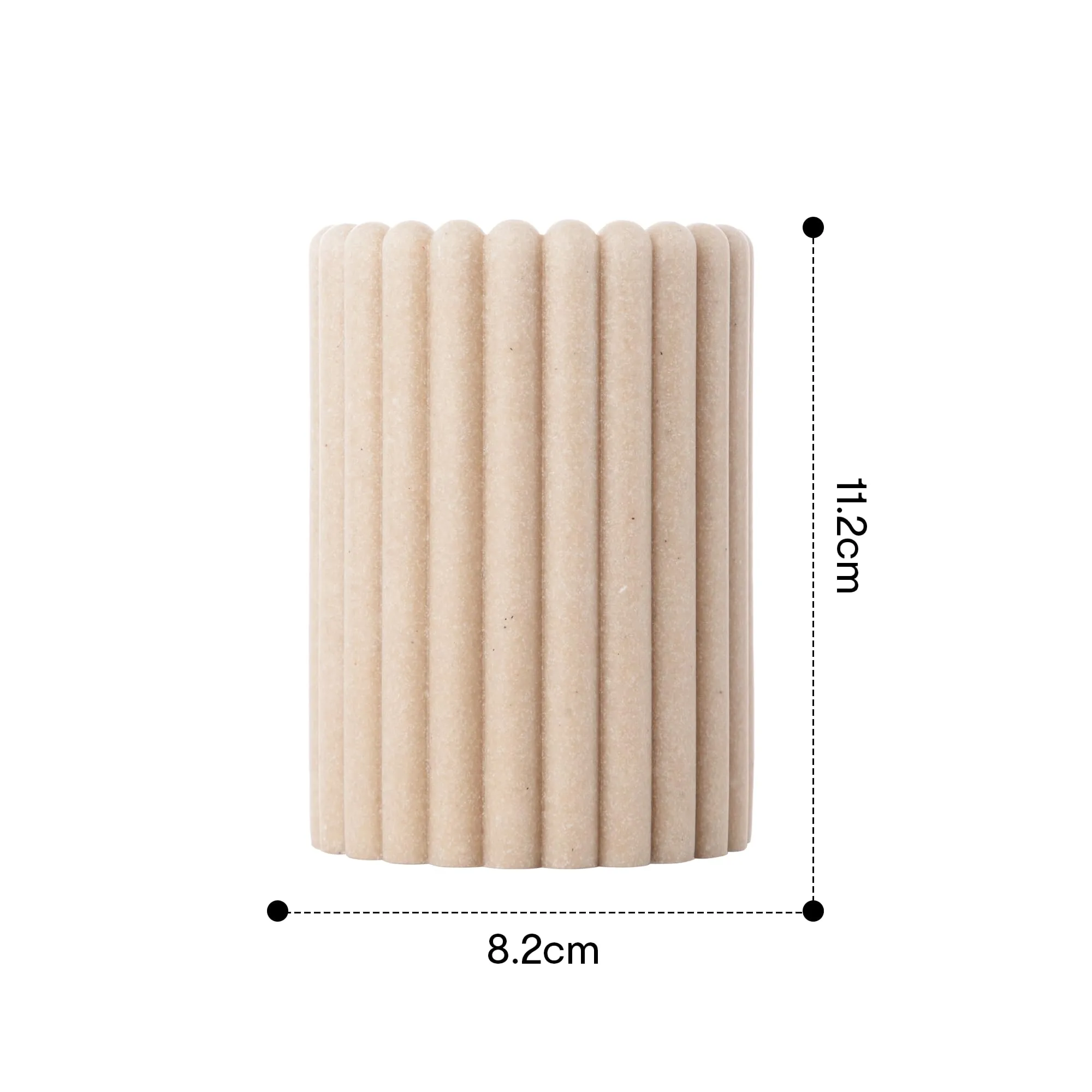 Anko Natural Rib Polyresin Soap Dispenser & Tumbler Set- 1 pc Each | Sanitizer, Lotion, Shampoo Dispenser | Storage Organizer for Stationery, Brushes, Toothpaste | Bathroom Accessories | 500 mL, Beige