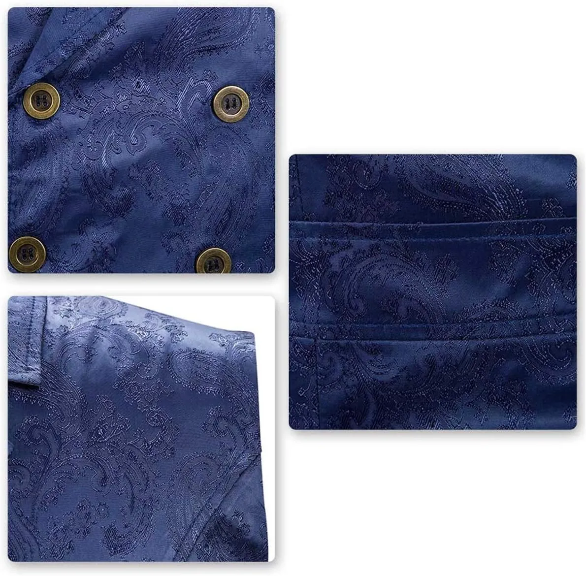 AOWOFS Men's Paisley Fashion Long Vest Casual Button Double Breasted Gothic Steampunk Waistcoat