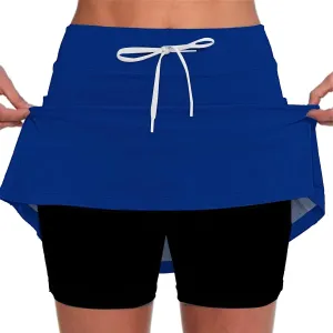 Athletic Skorts for Women with Pockets Plus Size Tummy Control Drawstrings High Waisted Tennis Skirts Yoga Shorts