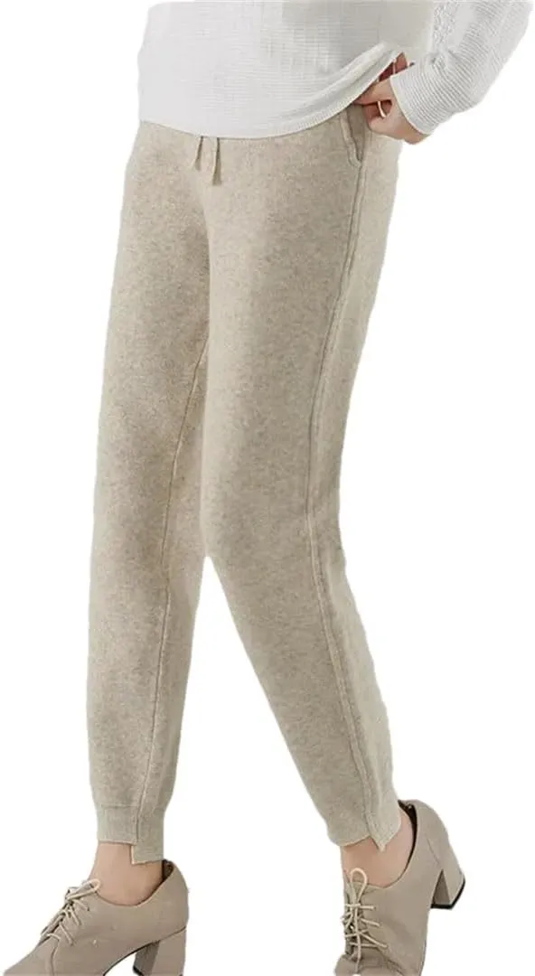 Autumn Women's Cashmere Fashion Versatile Harem Pants Core Yarn Knitted Loose Leggings Belted Wool Pants