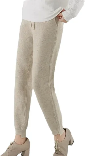 Autumn Women's Cashmere Fashion Versatile Harem Pants Core Yarn Knitted Loose Leggings Belted Wool Pants