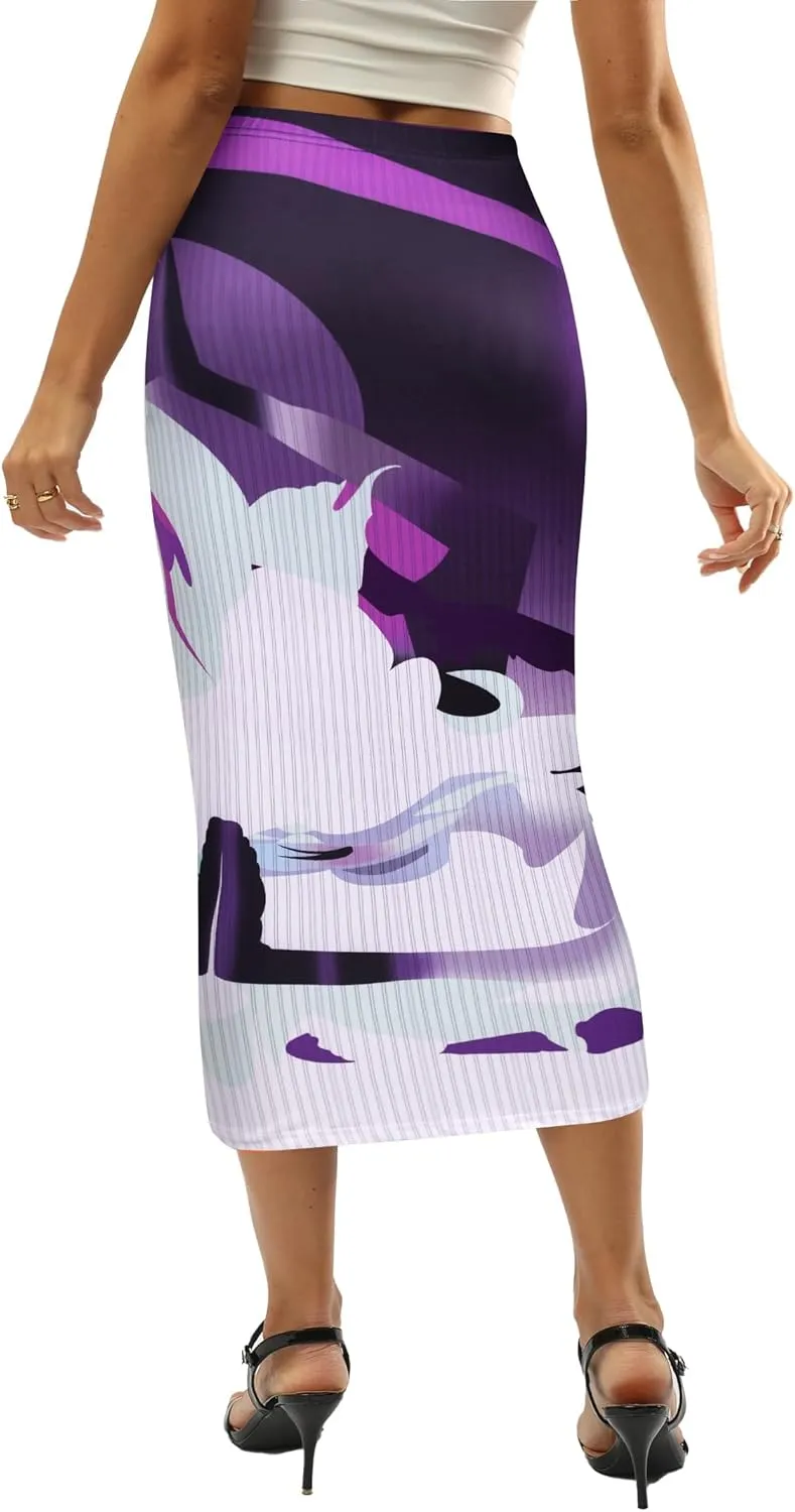 Avanova Women Floral Print Pencil Midi Skirt High Waisted Tight Bodycon Skirts