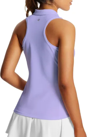 baleaf Women's Golf Shirts Tank Tops Sleeveless Tennis Polo Racerback with Collar Athletic Tanks Quick Dry