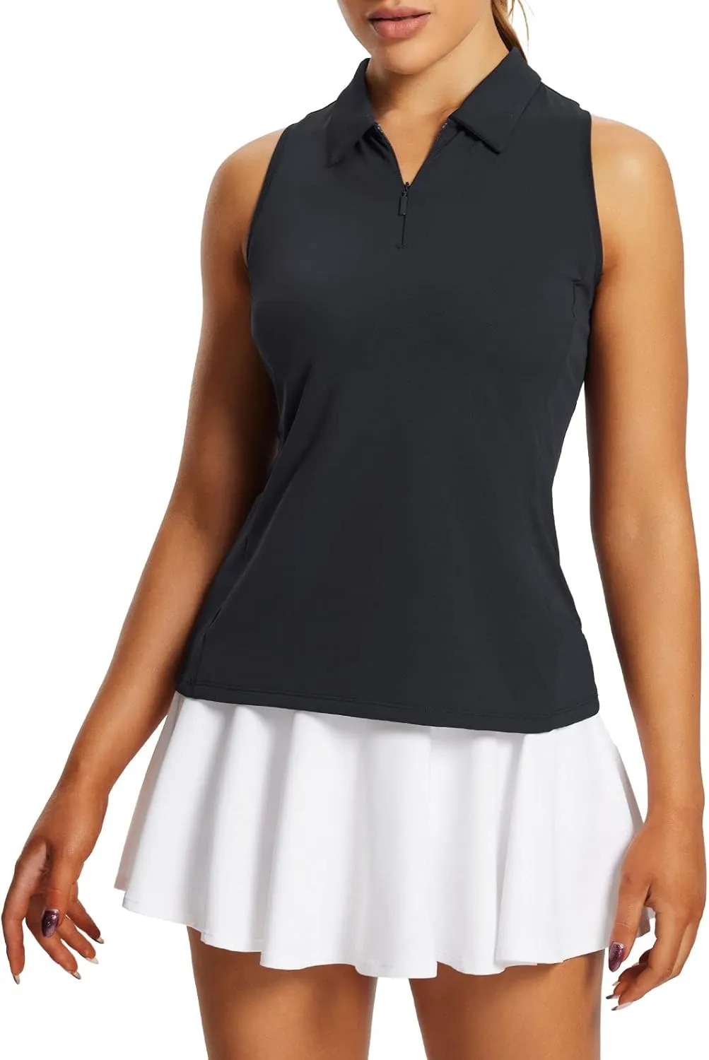 baleaf Women's Golf Shirts Tank Tops Sleeveless Tennis Polo Racerback with Collar Athletic Tanks Quick Dry