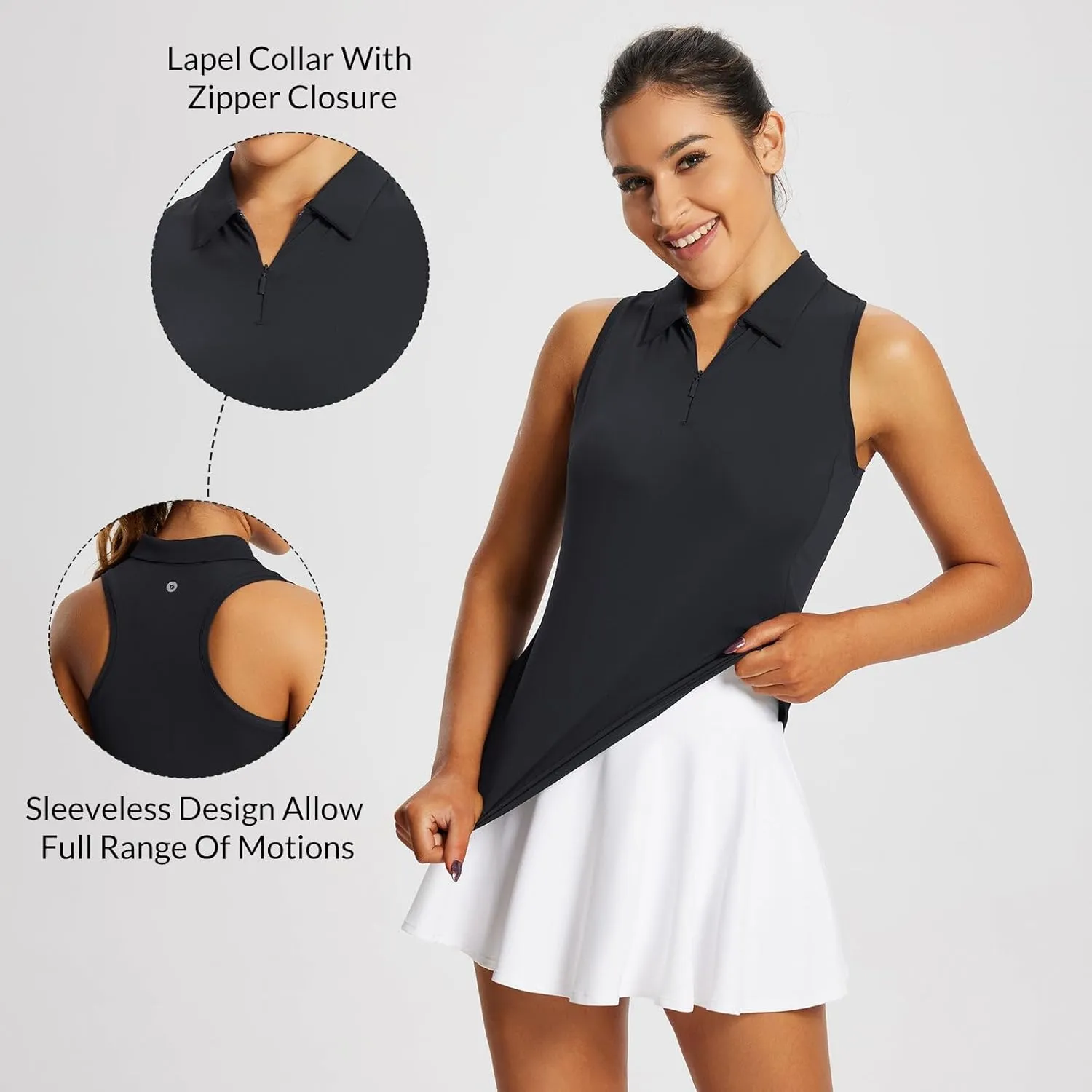baleaf Women's Golf Shirts Tank Tops Sleeveless Tennis Polo Racerback with Collar Athletic Tanks Quick Dry