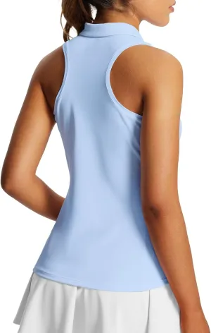 baleaf Women's Golf Shirts Tank Tops Sleeveless Tennis Polo Racerback with Collar Athletic Tanks Quick Dry