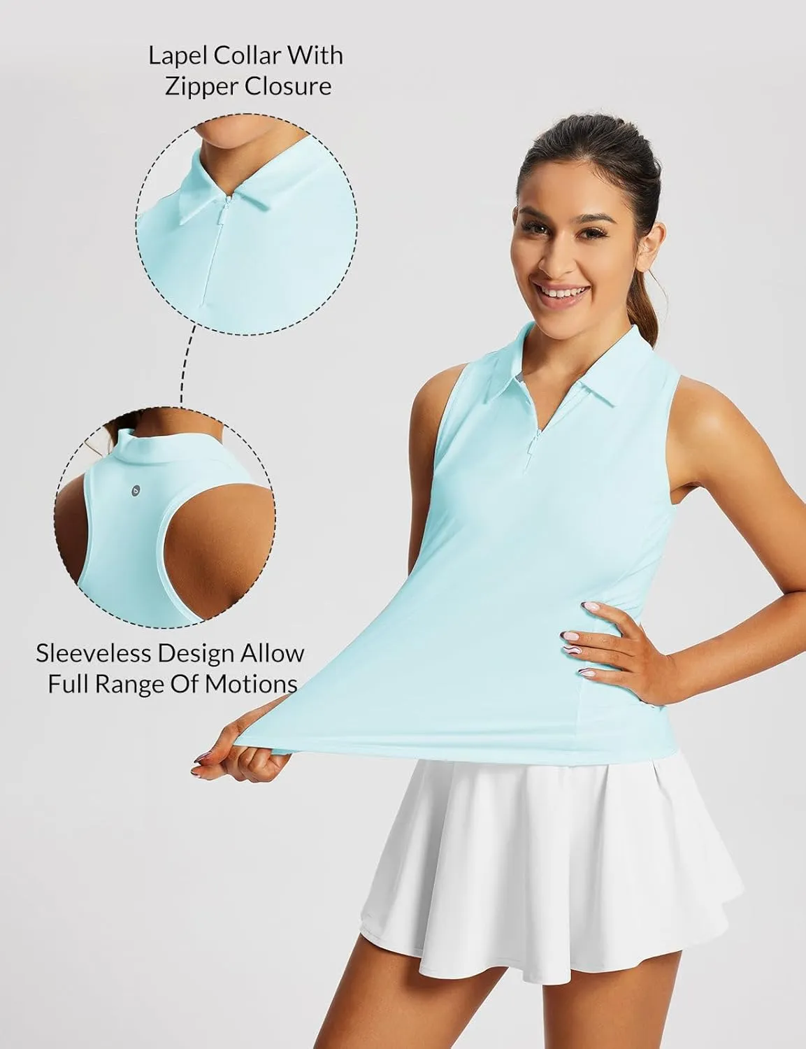 baleaf Women's Golf Shirts Tank Tops Sleeveless Tennis Polo Racerback with Collar Athletic Tanks Quick Dry