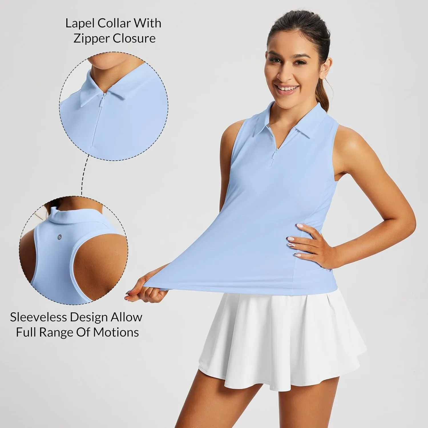 baleaf Women's Golf Shirts Tank Tops Sleeveless Tennis Polo Racerback with Collar Athletic Tanks Quick Dry