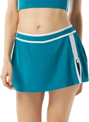 BEACH HOUSE Excel Swim Skort  Athletic Swimsuit Shorts Under Zip Skirt