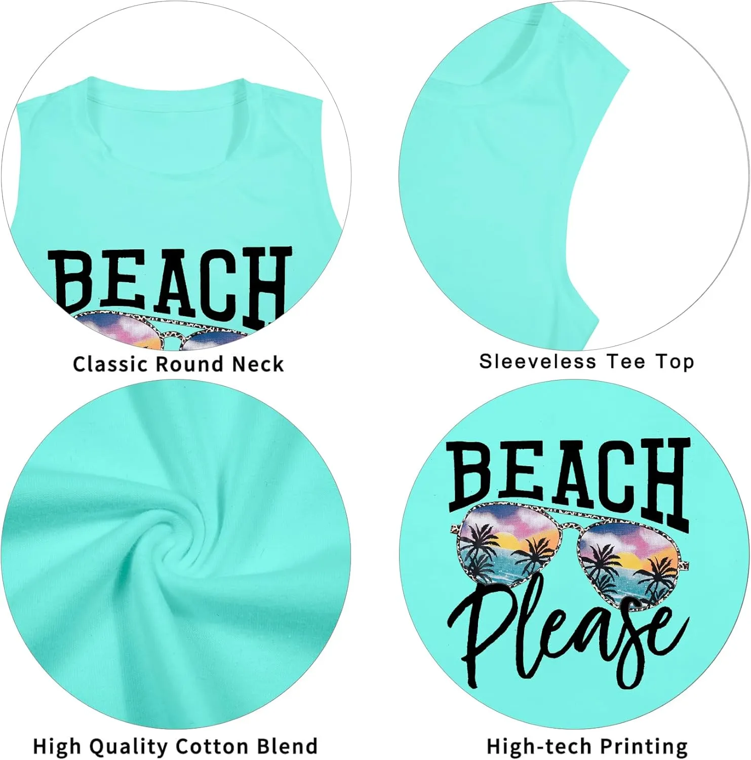 Beach Tanks for Women Beach Please Graphic Tank Top Funny Summer Sleeveless Hawaiian Vacation Vest Shirts