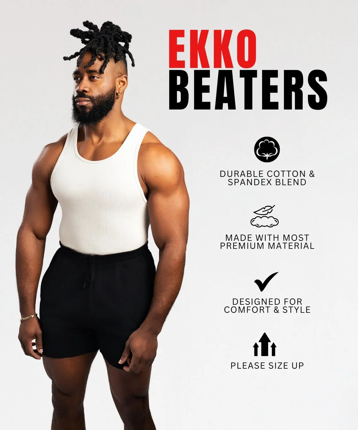 Beaters, Men's Tank Tops, Cotton Spandex Blend Tanks for Men, Comfortable, Durable Ribbed Fabric, Please Size UP