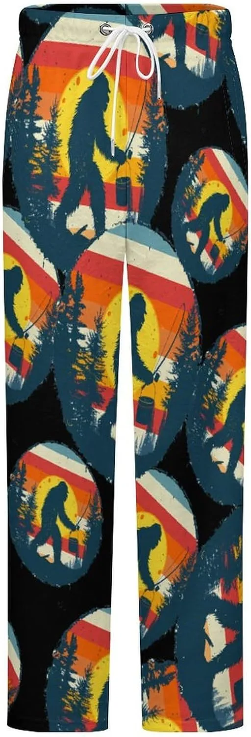 Bigfoot Fishing Vintage Sasquatch Women's Pajama Pants Fleece Warm Pj Bottoms Sleepwear Lounge Pants Loungewear