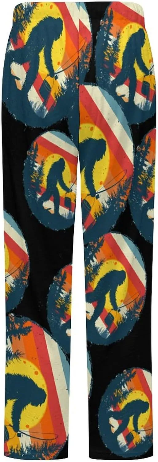 Bigfoot Fishing Vintage Sasquatch Women's Pajama Pants Fleece Warm Pj Bottoms Sleepwear Lounge Pants Loungewear
