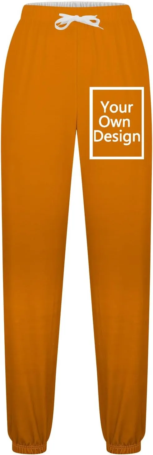 Binmer Custom Sweatpants Jogger Pants for Womens, Personalized Design Your Own Add Image Text Photo Drawstring Sport Trousers