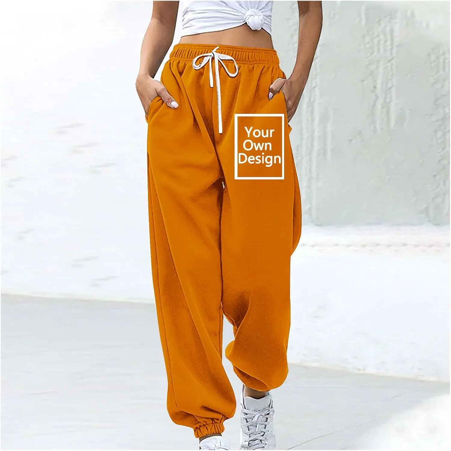 Binmer Custom Sweatpants Jogger Pants for Womens, Personalized Design Your Own Add Image Text Photo Drawstring Sport Trousers