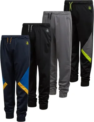 Body Glove Boys Sweatpants - 4 Pack Tricot Athletic Kids Joggers Clothes for Boys Jogger Pants with Pockets (Size: 8-18)