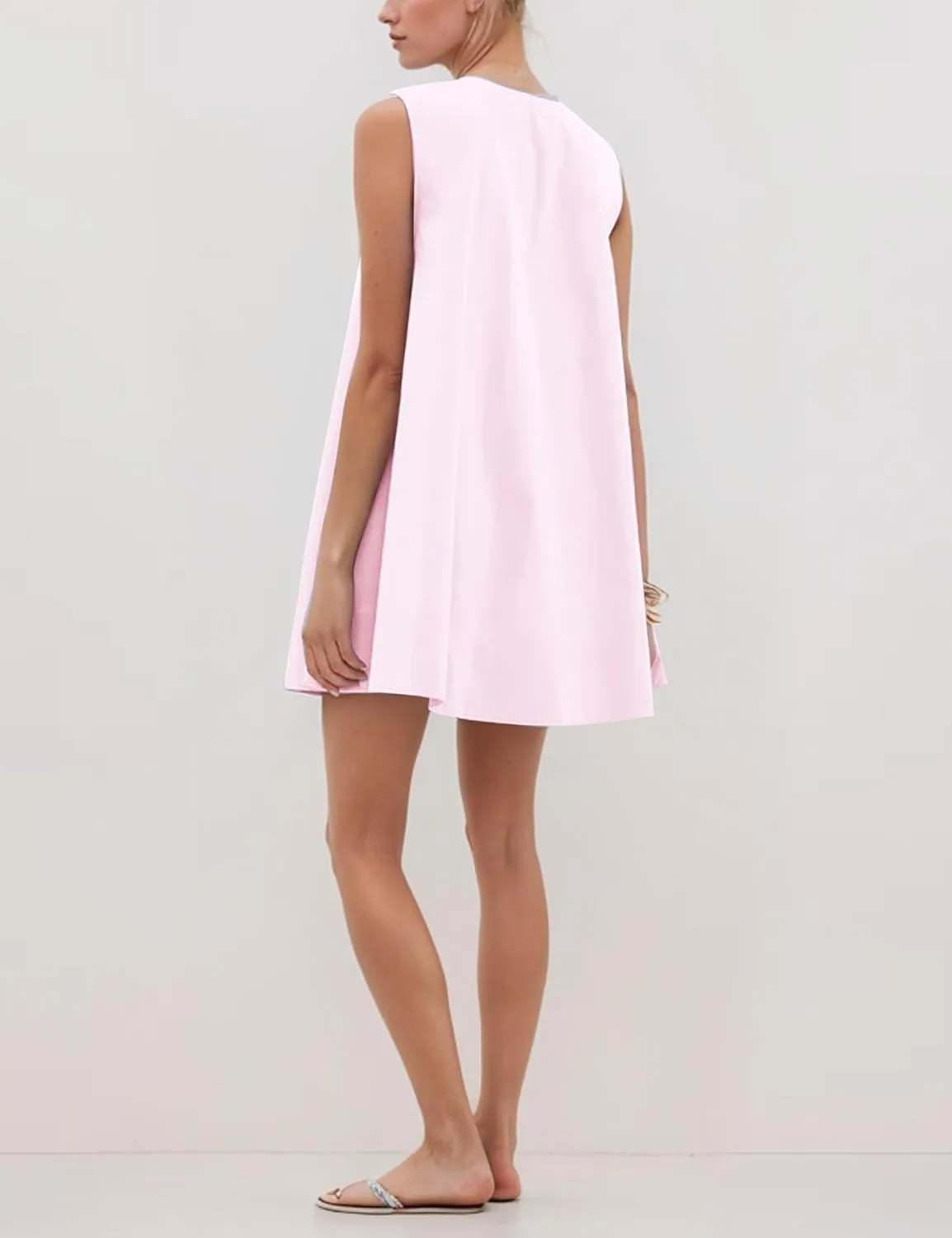 Bubble Babydoll Dress for Women Sleeveless Ruched U Neck Tank Mini Dresses Casual Summer Puffy Dress