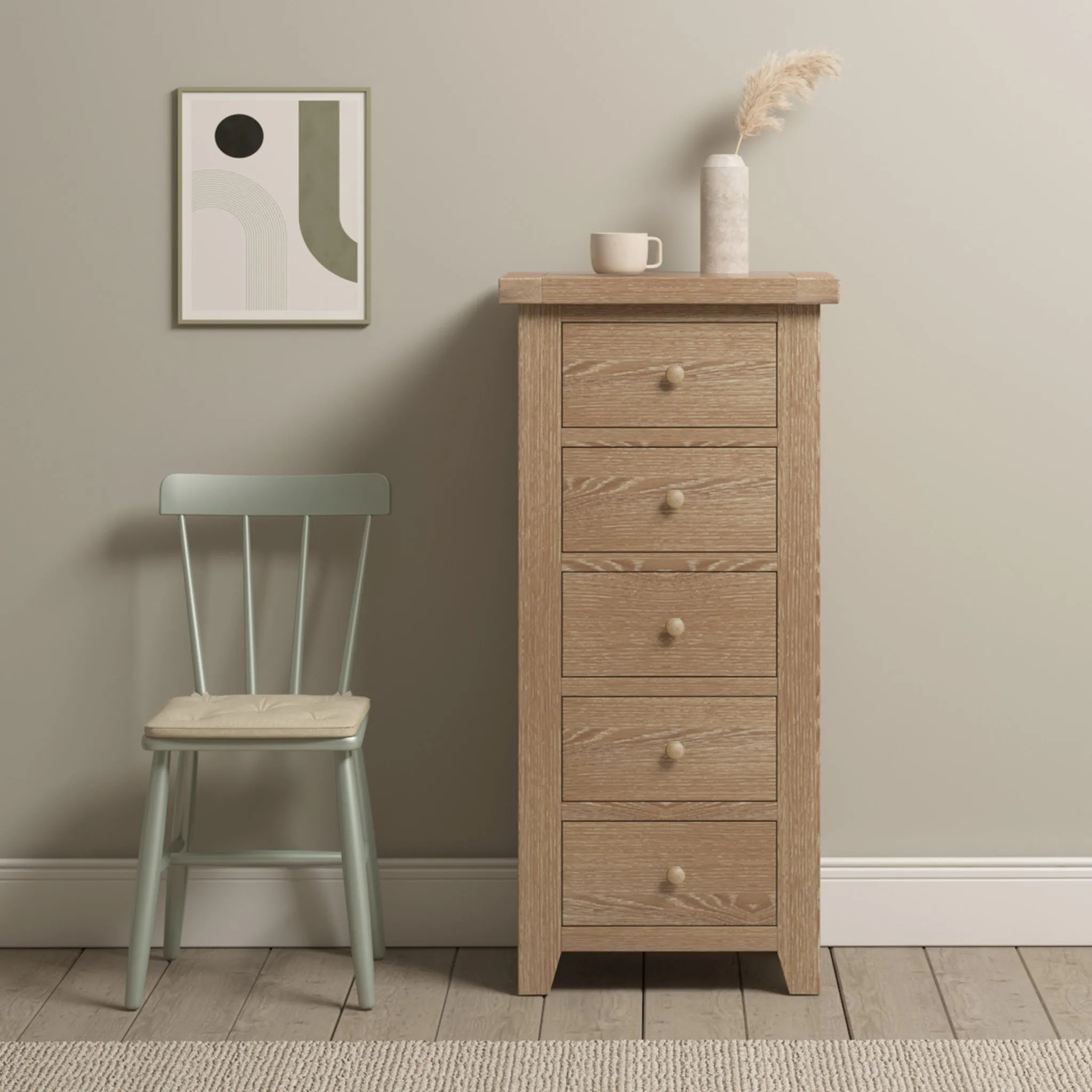 Burford 5 Chest of Drawers in Natural Oak