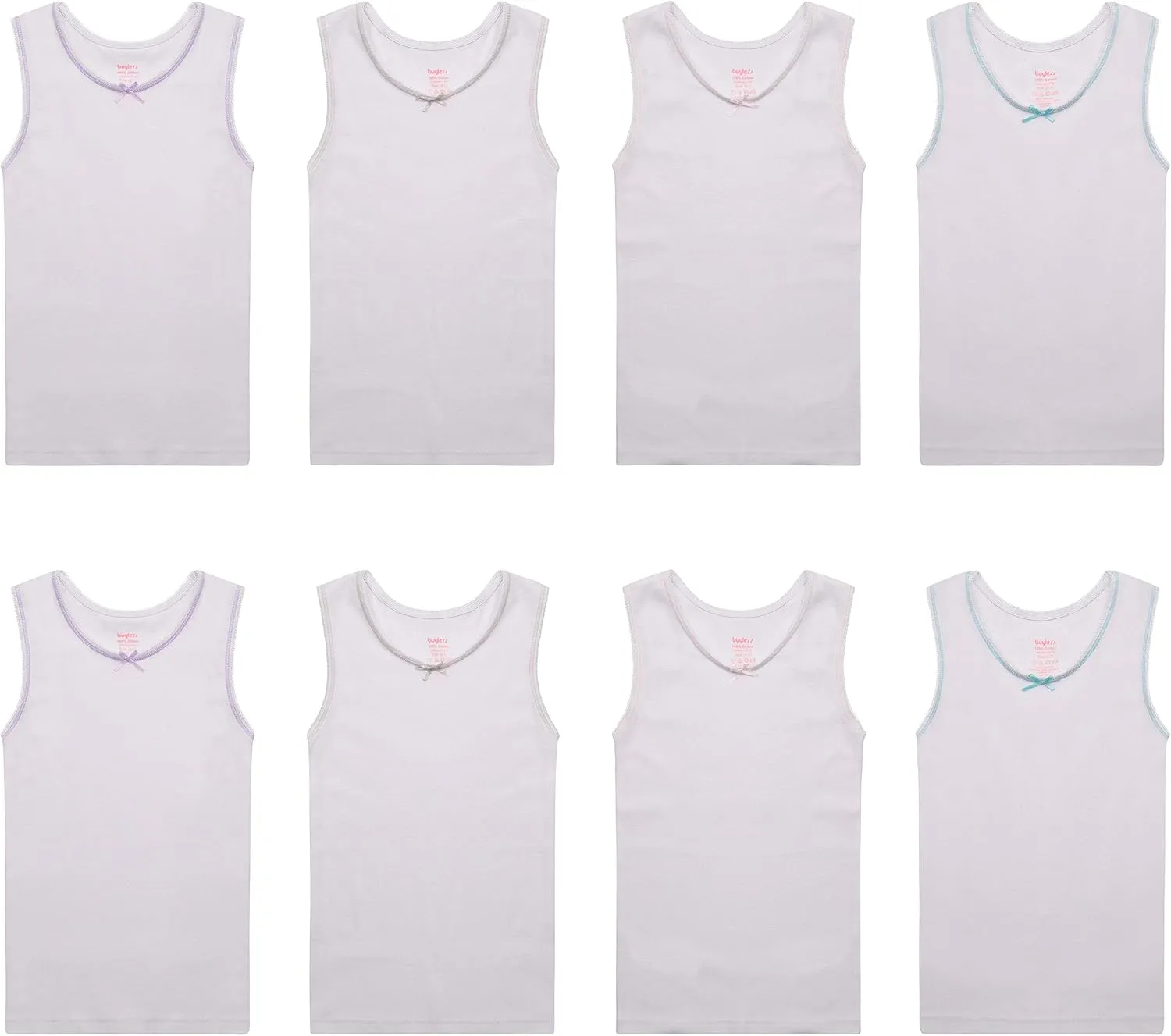Buyless Fashion Girls Tank Tops - Sleeveless Cami Tanks Cotton Undershirts for Dance Gymnastics, Kids & Toddler Size (8 Pack)