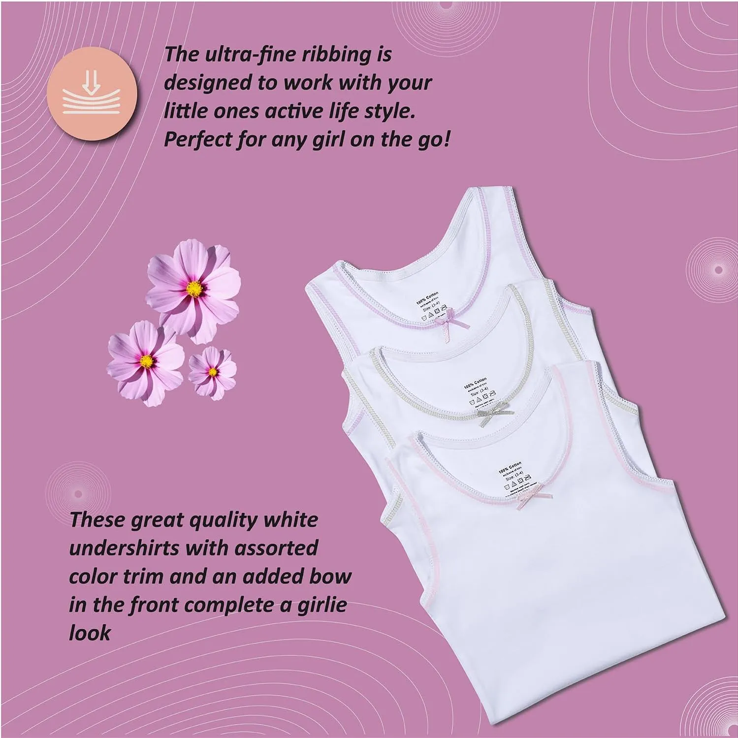 Buyless Fashion Girls Tank Tops - Sleeveless Cami Tanks Cotton Undershirts for Dance Gymnastics, Kids & Toddler Size (8 Pack)
