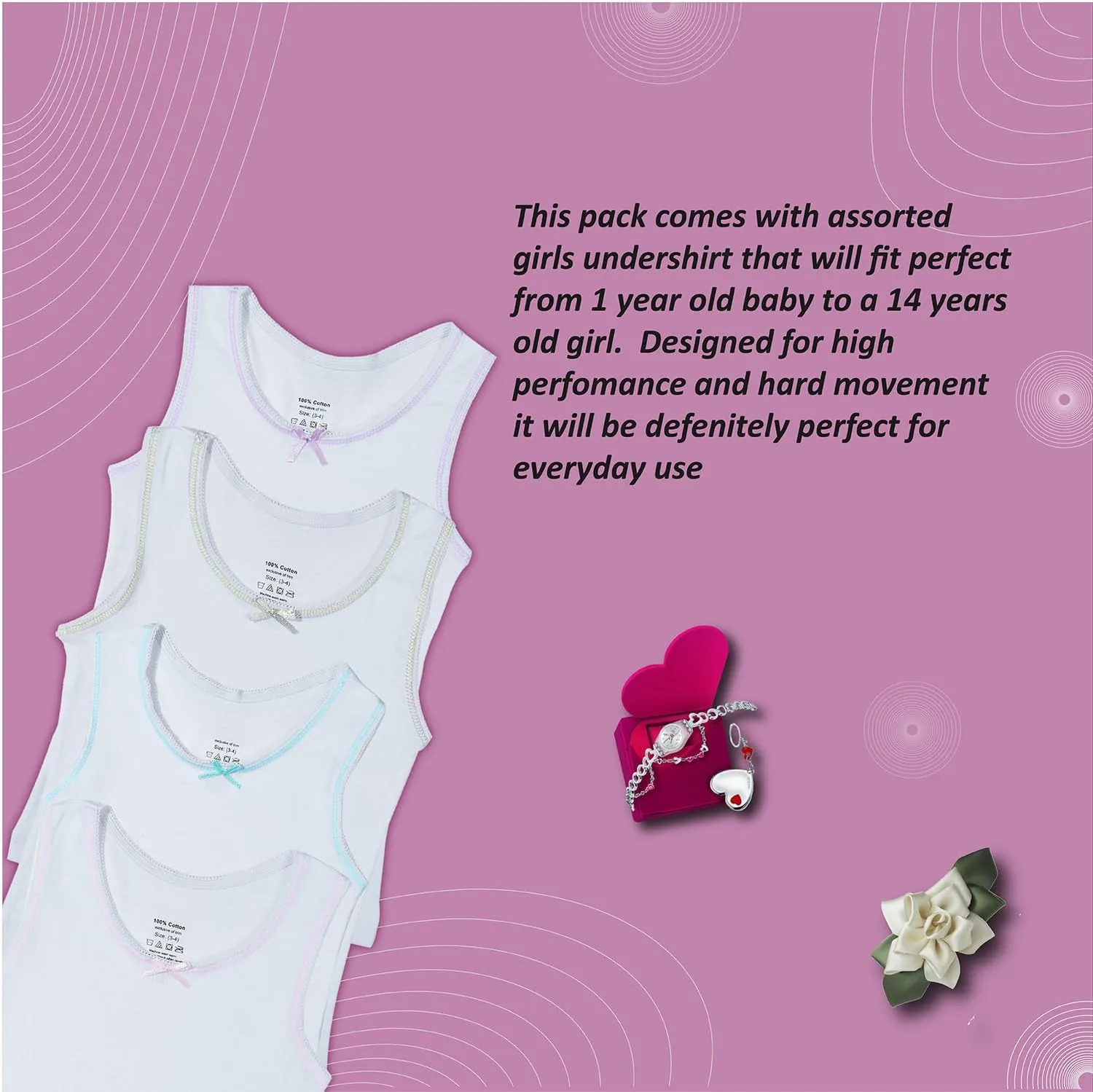 Buyless Fashion Girls Tank Tops - Sleeveless Cami Tanks Cotton Undershirts for Dance Gymnastics, Kids & Toddler Size (8 Pack)