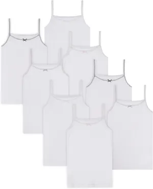 Buyless Fashion Girls Tank Tops - Sleeveless Cami Tanks Cotton Undershirts for Dance Gymnastics, Kids & Toddler Size (8 Pack)