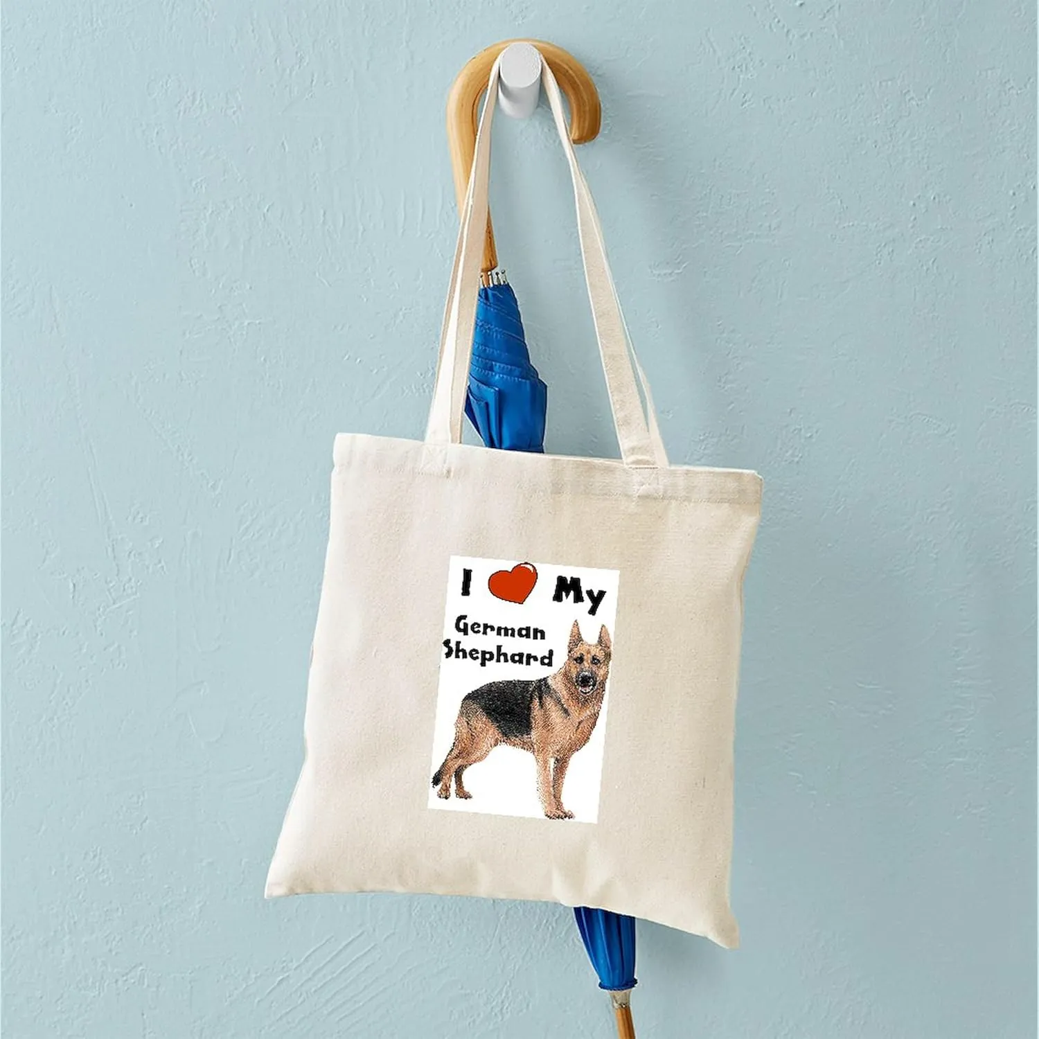 CafePress I Love My German Shepherd Tote Bag Reusable Natural Beige Canvas Shopping Bag