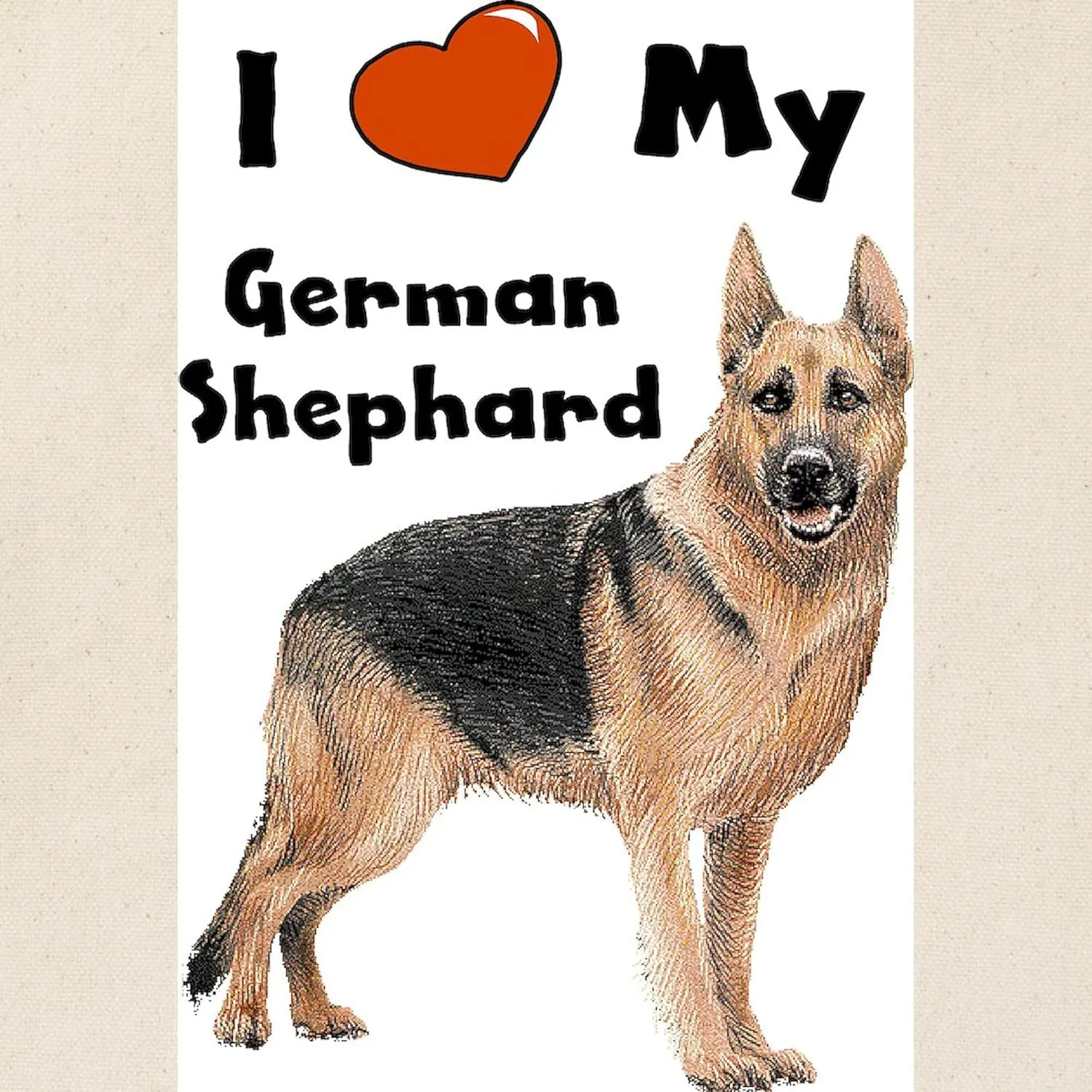 CafePress I Love My German Shepherd Tote Bag Reusable Natural Beige Canvas Shopping Bag