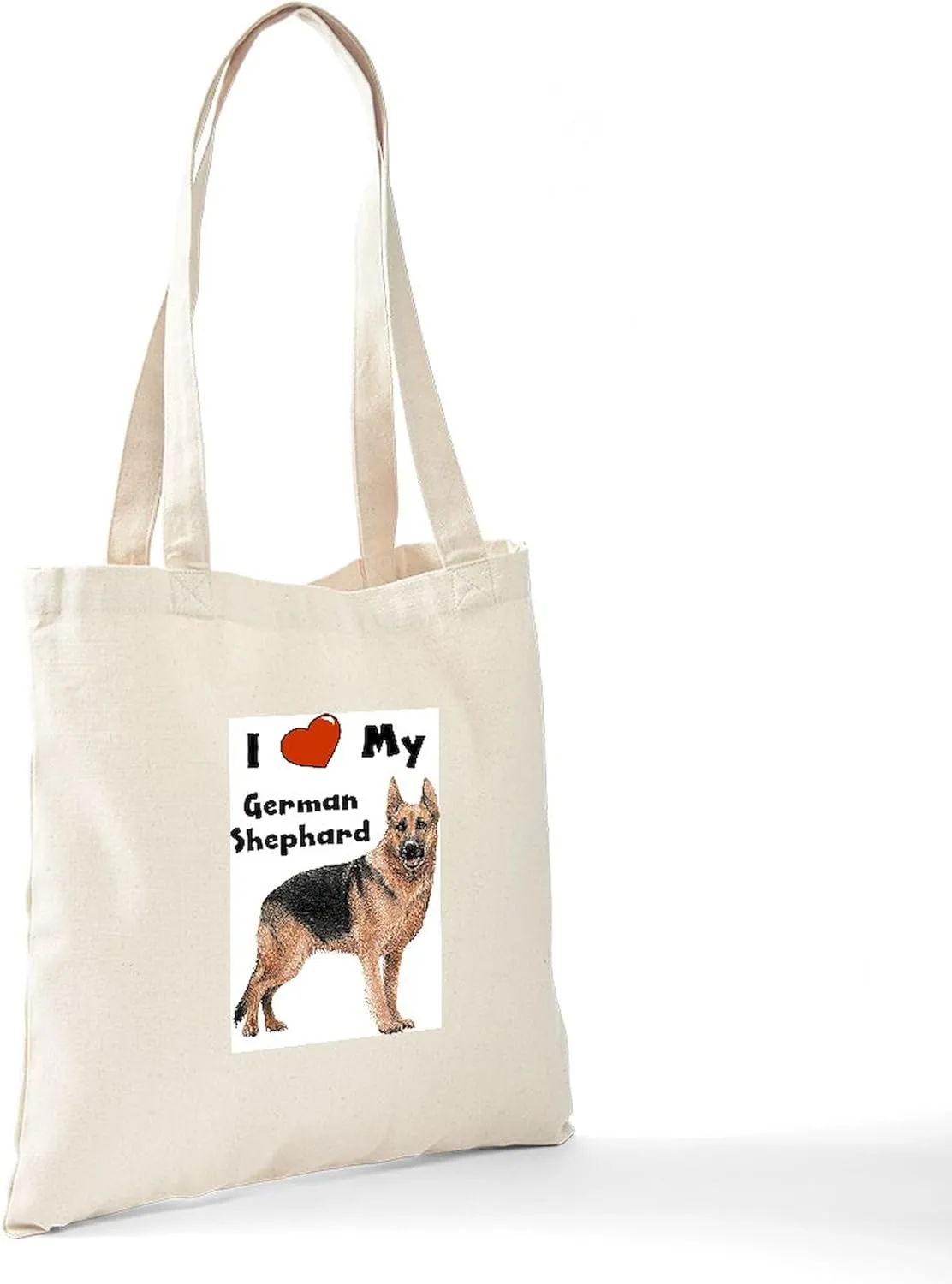 CafePress I Love My German Shepherd Tote Bag Reusable Natural Beige Canvas Shopping Bag