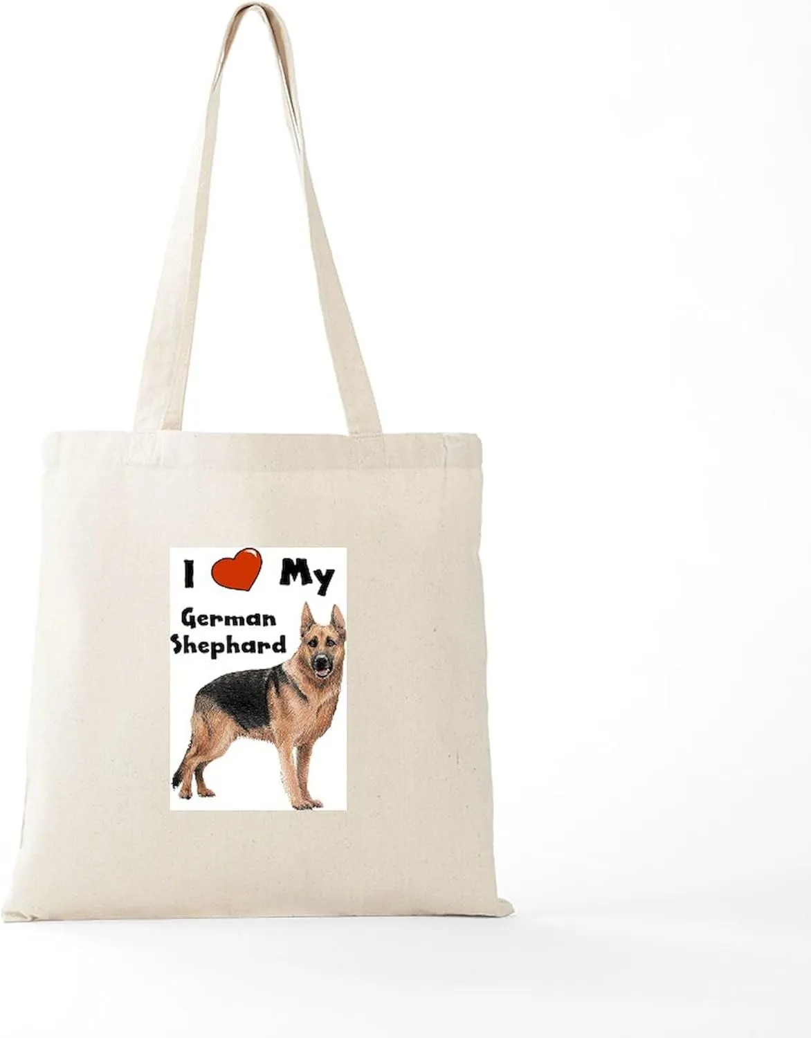CafePress I Love My German Shepherd Tote Bag Reusable Natural Beige Canvas Shopping Bag