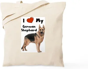 CafePress I Love My German Shepherd Tote Bag Reusable Natural Beige Canvas Shopping Bag