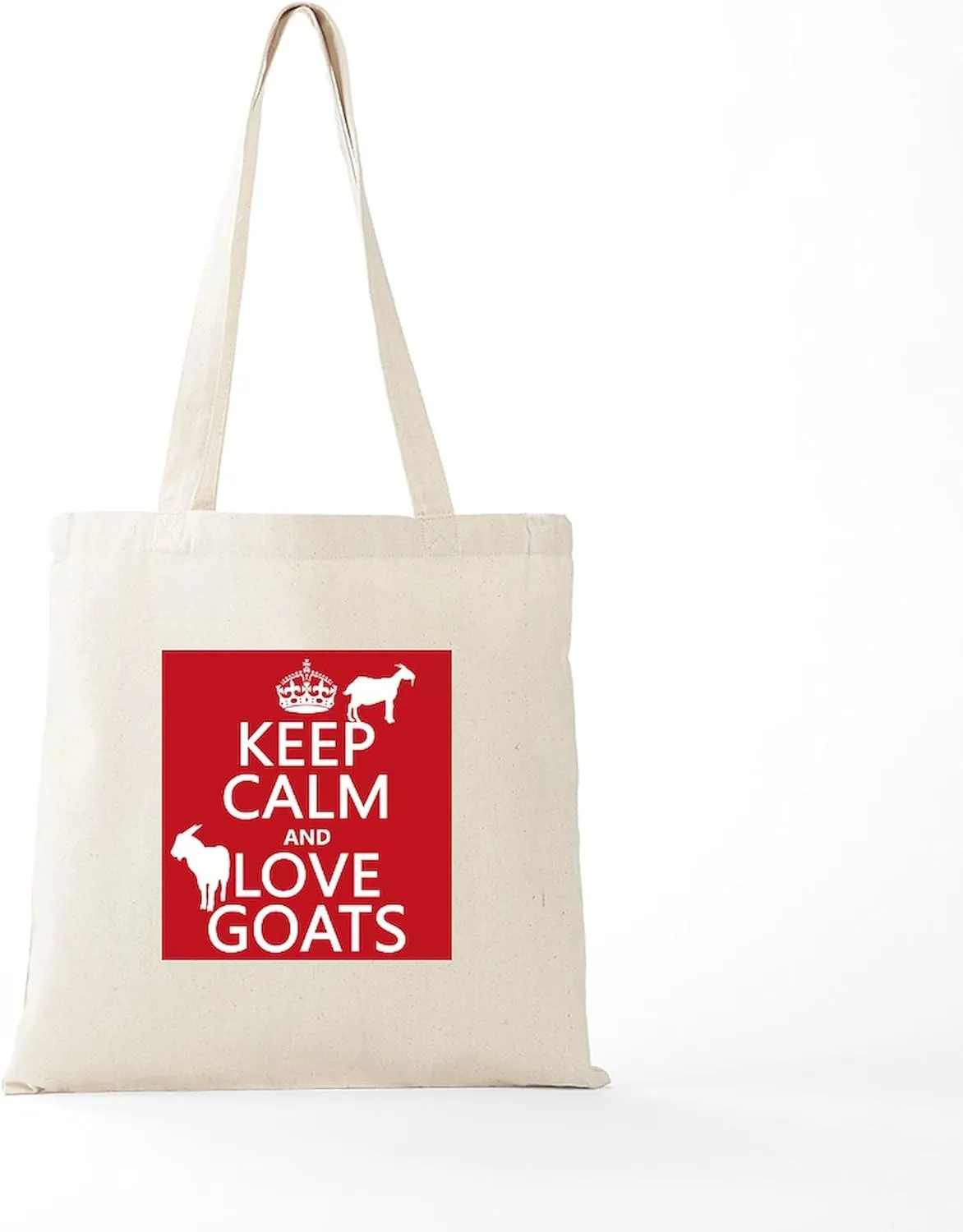 CafePress Keep Calm And Love Goats Tote Bag Reusable Natural Beige Canvas Shopping Bag