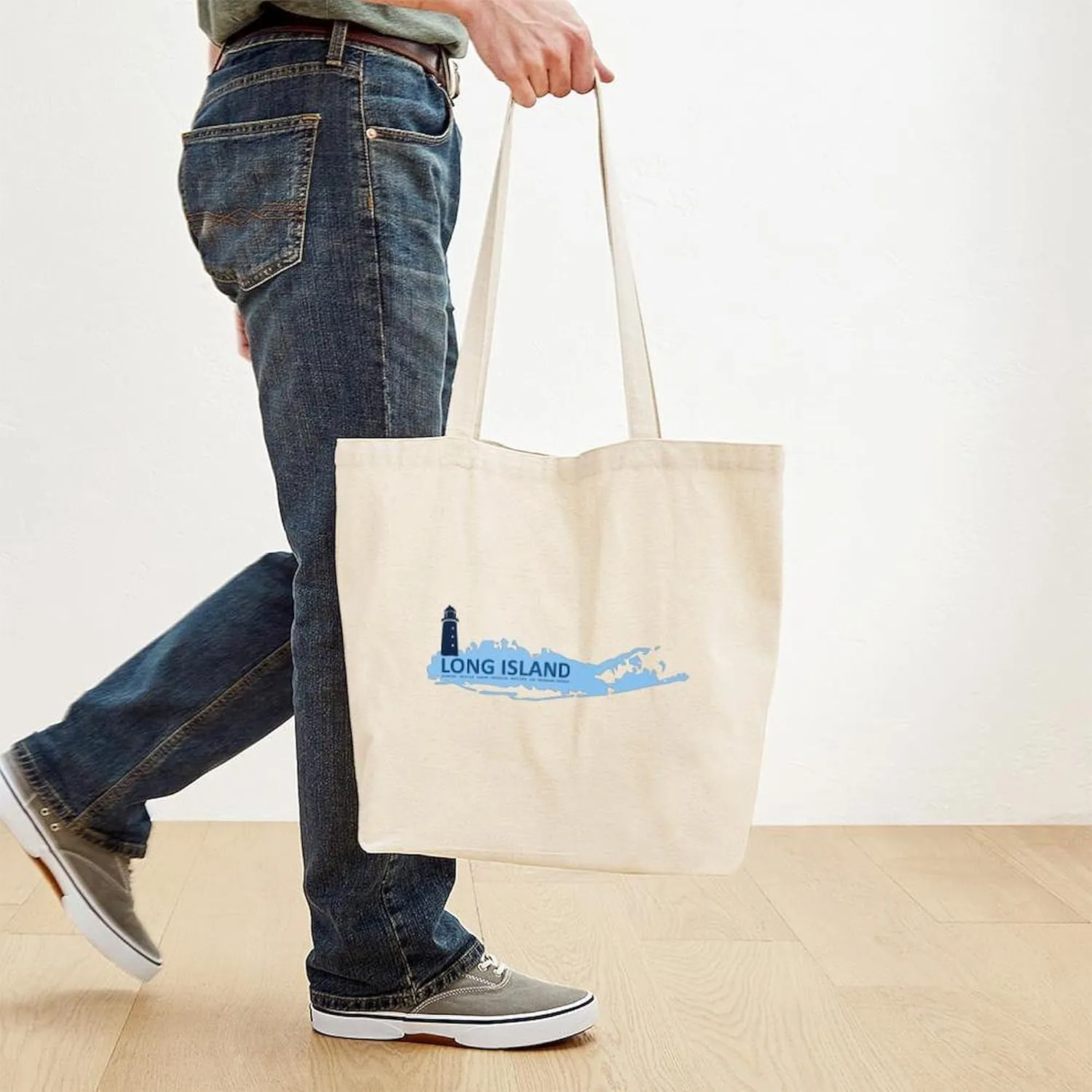 CafePress Long Island New York. Tote Bag Reusable Natural Beige Canvas Shopping Bag